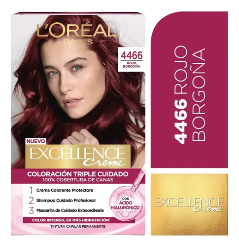 Kit Tintura Loreal Excellence Creme Tono 4466 Rojo Borgoña