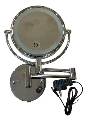 Espejo Pared Luz Led Aumento 5x Diám 20cm C/ Transformador
