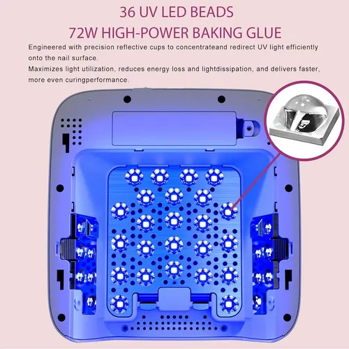 Lámpara Uv Led 72w Recargable Para Uñas En Gel Con Placa