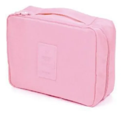 Neceser Bolso Porta Cosmeticos Maquillaje Organizador Viaje Color Rosa Diseño De La Tela Liso