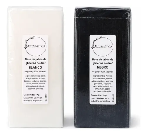 Base Jabón Glicerina Blanco Y Negro 1 Kg X 2 Ecosmetica