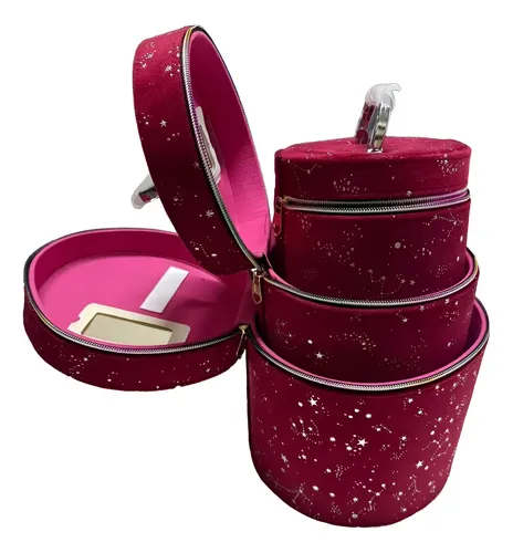 Set X3 Organizador De Maquillaje Redondo Cosméticos Belleza