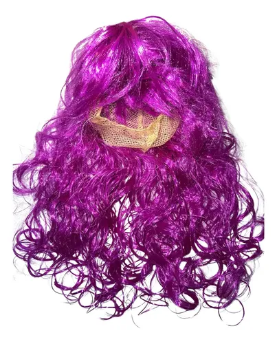 Peluca Larga De Colores Con Bucles Para Disfraces Y Fiestas Violeta Unico