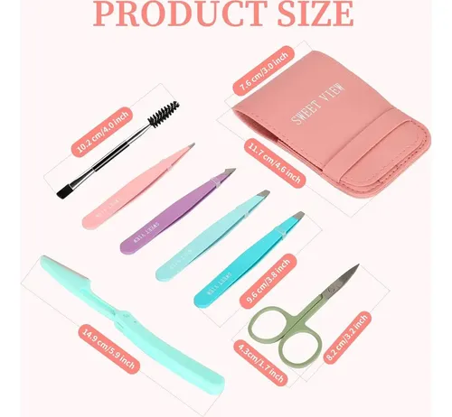 Kit De Pinzas Para Cejas Sweet View 7 Piezas Acero