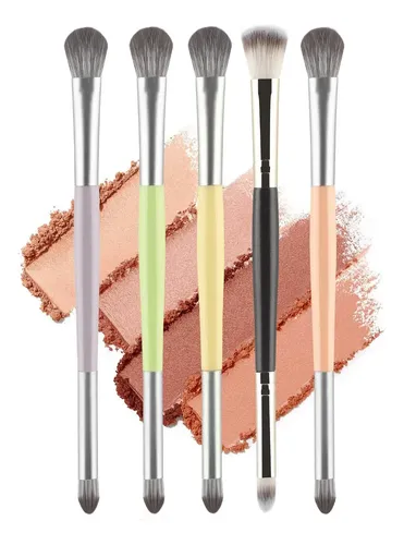 5 Pinceles Doble Punta Para Detalles Sombras Ojos Multicolor