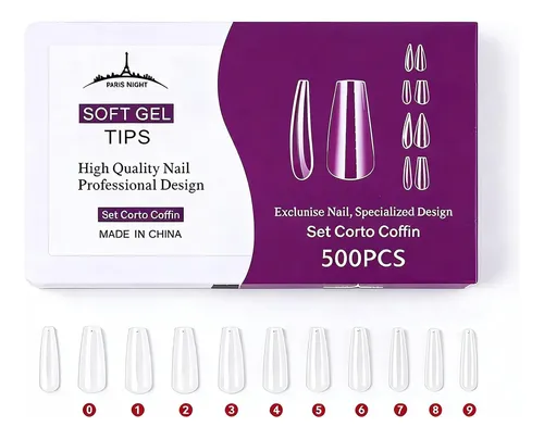 Tips Soft Gel Y Press On X500 Corto Paris Night Uñas
