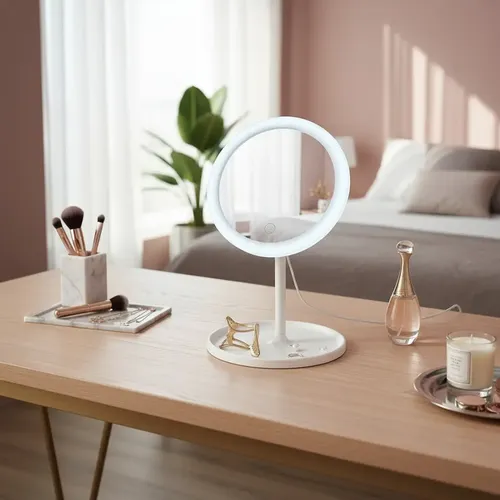 Espejo Circular Led Usb 3 Modos Luz Táctil Ajustable