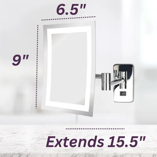 Espejo De Maquillaje Rectangular De Pared Jerdon Con Aumento