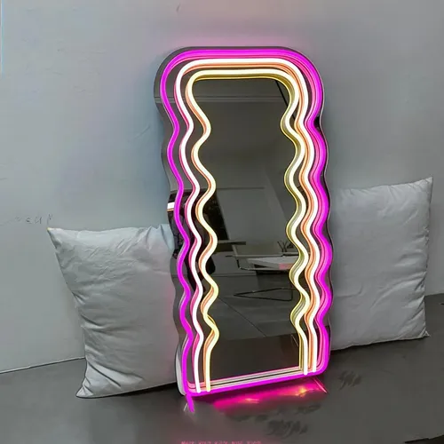 Espejo Neon Led Luz Usb Corazón Mariposa Gato
