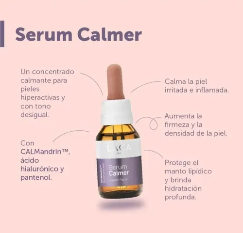Serum Calmer Laca Vegano Descongestiona Hialurónico Pantenol Momento de aplicación Día/Noche Tipo de piel Todo tipo de piel