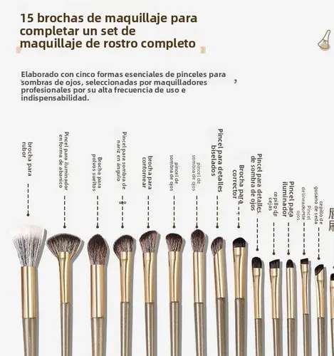 Juego De 15 Pinceles De Maquillaje Suaves Para Principiantes