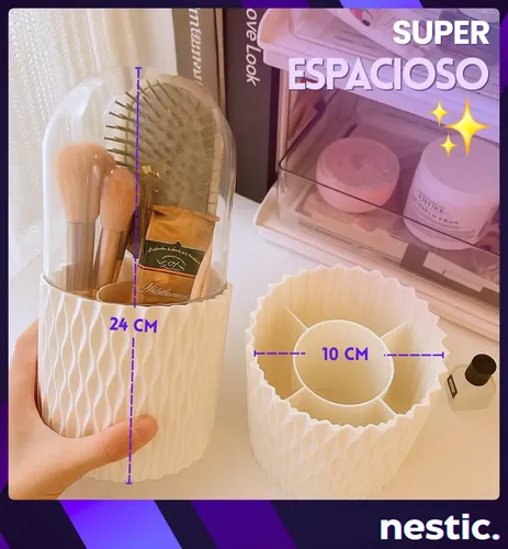 Organizador Brochas Pinceles Maquillaje Giratorio Nórdico