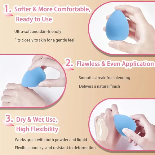 20pcs Pink Makeup Sponge Set With Storage Jar Latex-free
