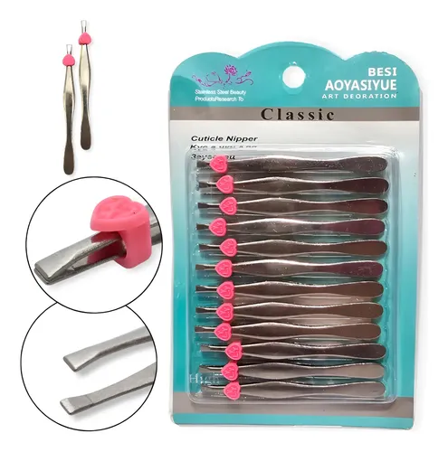 Pincita Depilar X12 Blister Mayorista Cejas Pinza Acero