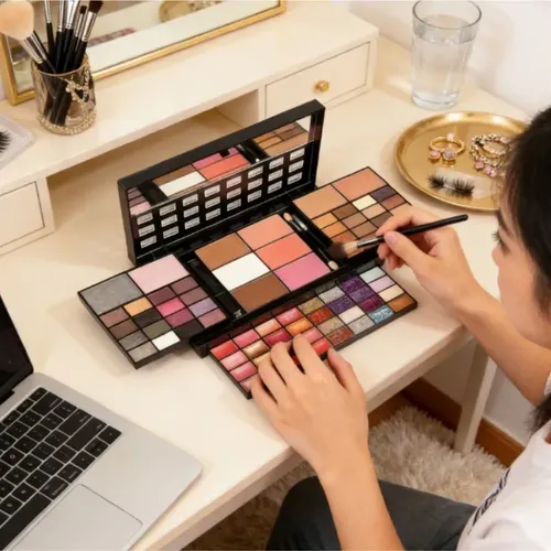 Paleta De Maquillaje Todo En Uno, Sombras, Rubor, F