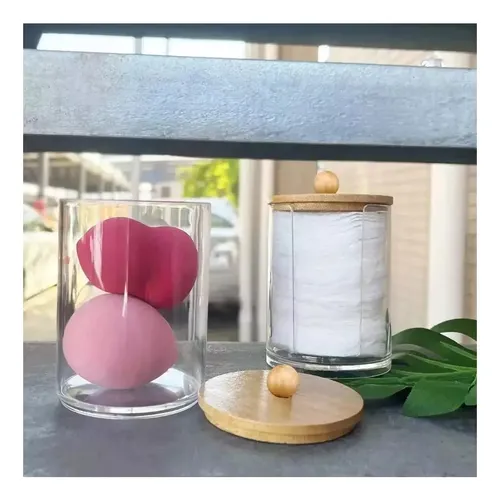 Organizador Doble Acrílico Redondo T/ Bambú Limpieza Zztt