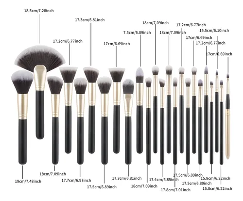 Set De 24 Brochas De Maquillaje Negras Mate