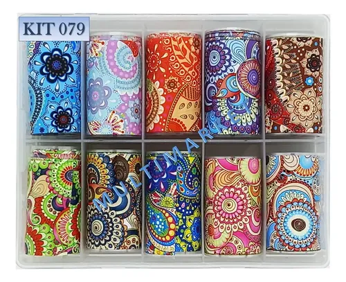 Kit 10 Papel Foil 100×4 Cm Decoración De Uñas