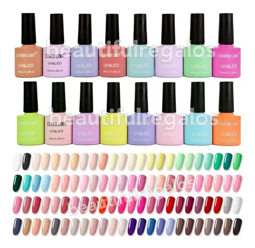 Kit De 10 Esmaltes Semipermanentes Top Base s Color A Elección