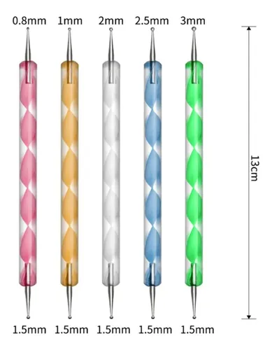 Set 20 Herramientas Para Uñas Negro Con Pinceles Y Dotting