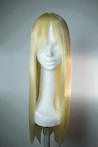 Peluca Rubia Larga 70cm Con Flequillo Línea Al Medio