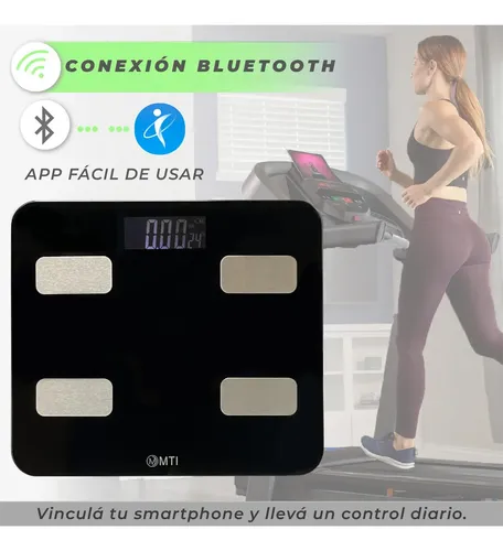 Balanza Digital Baño Mti Bluetooth Personal Corporal 180kg Color Negro