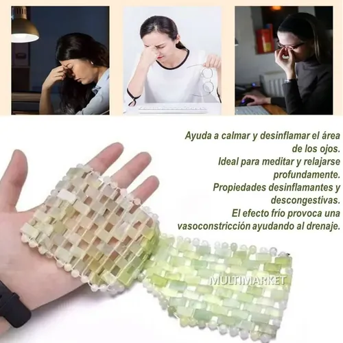 Antifaz Mascara De Ojos Relajante Piedra Jade Verde