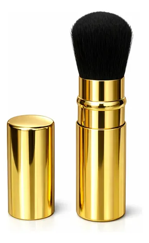 Brocha Maquillaje Metálica Retráctil Gold Para Cartera 12cm