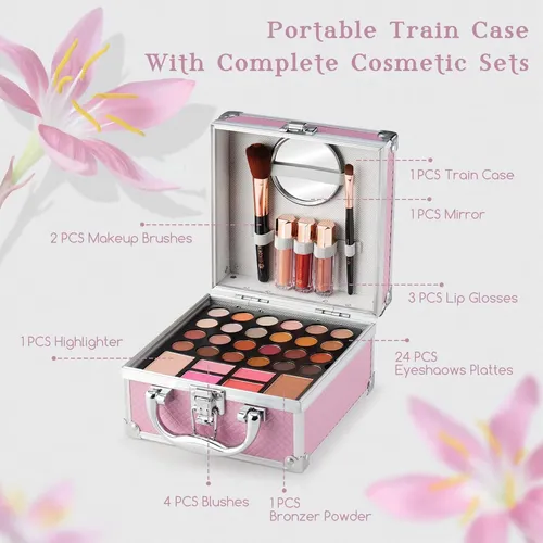 Set Maquillaje Teens 24 Colores Paleta Compacta Rosa