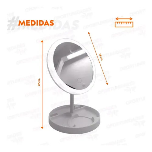 Espejo Organizador De Maquillaje Led Recargable Qs618
