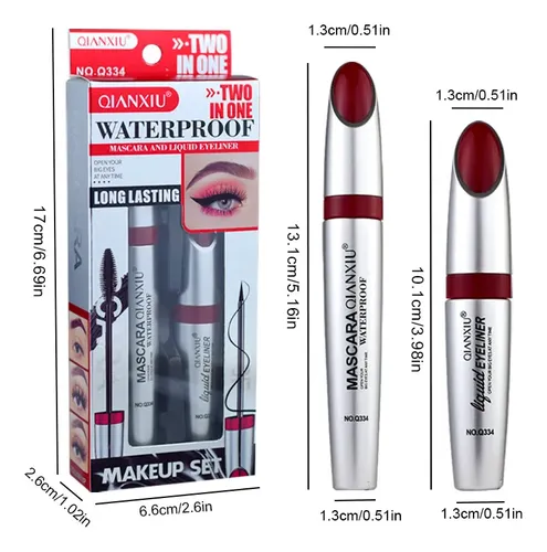 Kit De Rímel Y Delineador De Ojos 2 En 1, Voluminizador De L