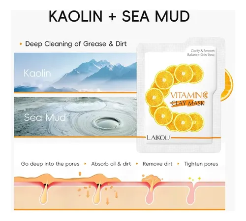 Máscara De Arcilla Con Vitamina C, Máscara Facial De Arcilla