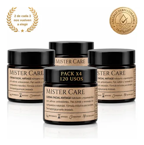(x4) Crema Facial Anti Age Masculina Mister Care