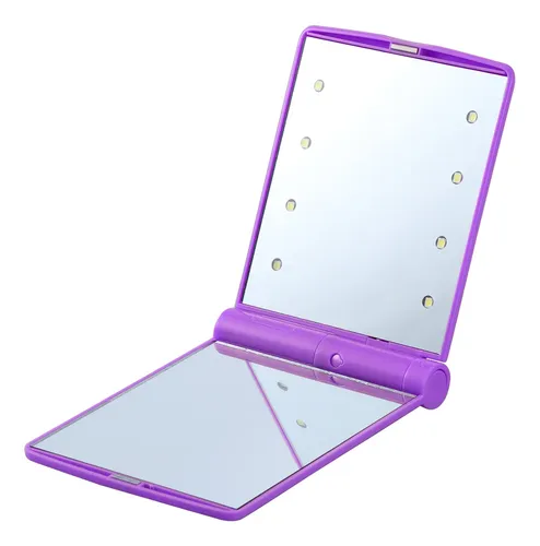 Espejo De Maquillaje Plegable Portátil Con Iluminación Led P