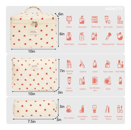 Honitty Bolsa De Maquillaje, Acolchado Bolsas De Cosméticos,