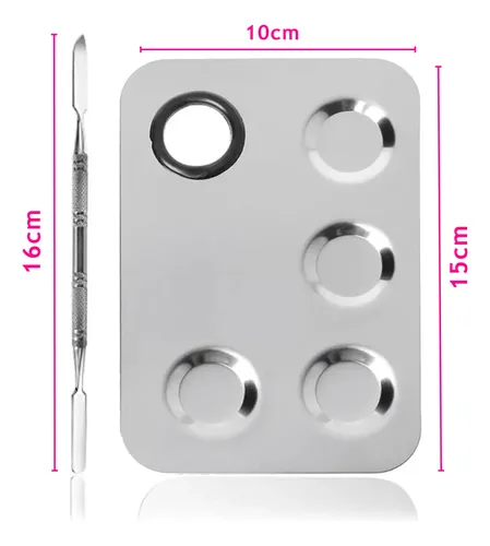 Paleta Mezcladora Y Espatula De Acero Para Maquillaje