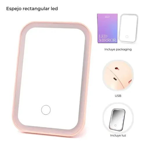 Espejo Con Luz Led Skora Rectangular Portatil Elg El Gato