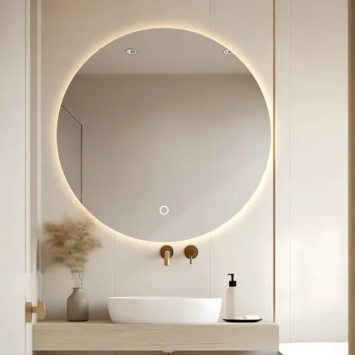 Espejo Moderno Digital Luz Led Redondo Baño Smart Touch 60cm