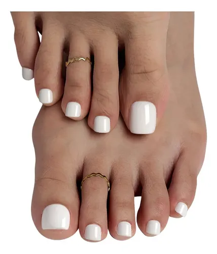 Uñas Press On Para Pies Kit Completo Reutilizable Veluna – Color Blanco