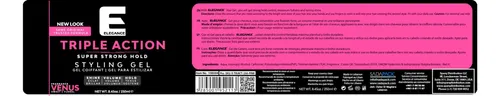 Gel Para El Cabello Elegance De Triple Acción, Fijación Supe