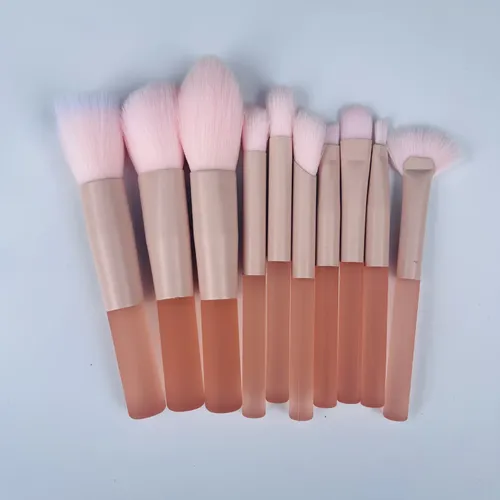 10 Pinceles Maquillaje Mini Rosado Melocotón Set Para