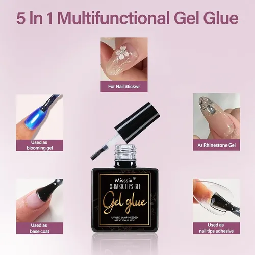 Kit De Uñas Gel Misssix Xs Almond Con Lámpara Uv