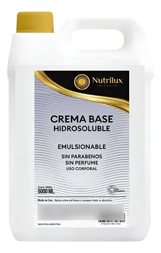 Crema Base Neutra Hidrosoluble 5 Kilos S/parabenos