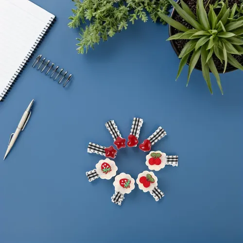 4 Pares De Pinzas Para El Pelo Con Bordado De Cereza Y Pico