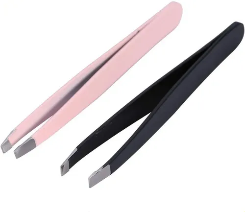 Juego De 2 Pinzas Para Cejas De Acero Inoxidable Negro