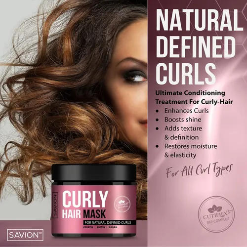 Mascarilla Capilar Savion, Cabello Rizado, Queratina, Biotin