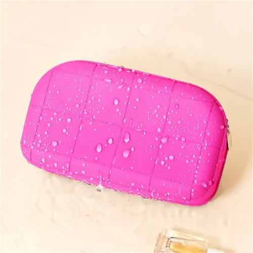 Portátil Silicona Impermeable Maquillaje Tocador Bolsa De Darkredpowder Quilted