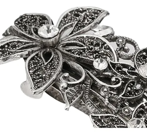 Pinza De Pelo Plateada Moderna Con Forma De Flor