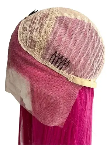 Peluca Lace Front Adiolacba Premium Símil Natural 70 Cm Tamaño De La Base Regulable Tono Magenta Intenso