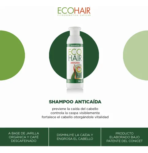 Shampoo Ecohair Anticaída 3 en 1 en botella de 200mL por 1 unidad